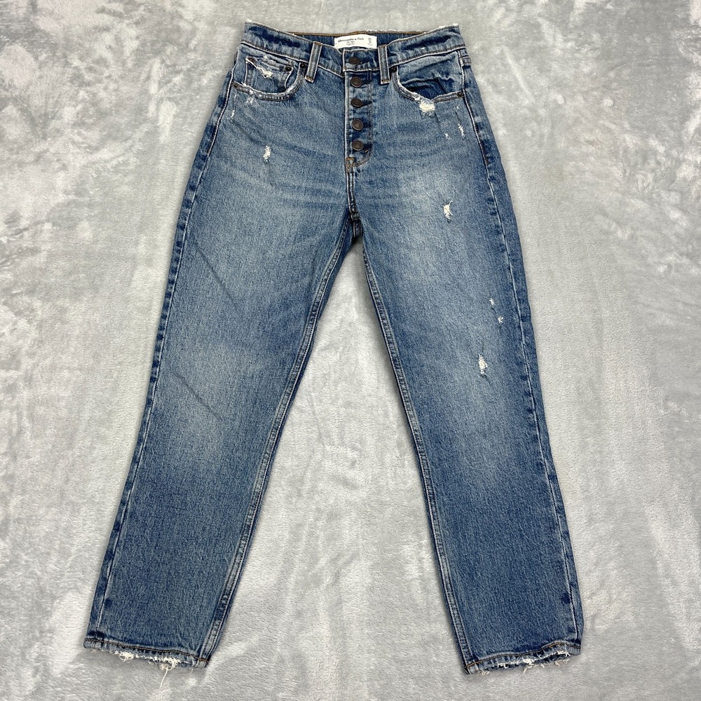 Abercrombie & Fitch Jeans Womens 25/0S (25x24) Blue Denim Mom High Rise Grunge